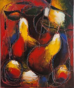 Deux Poires en Face de Bleu, (Two Pears on a Blue Background)